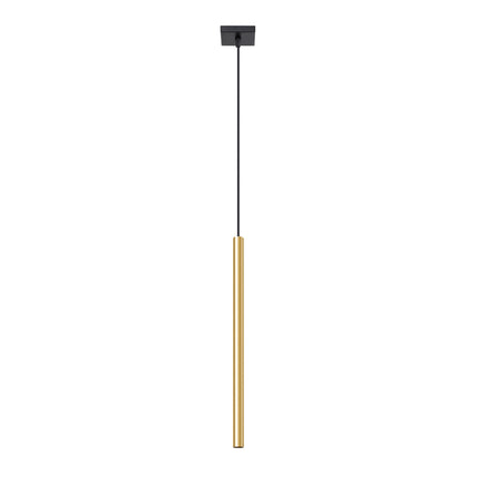 Suspension Halo 1 tube en acier or poli, packshot produit sur fond blanc