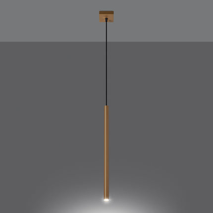 Suspension Halo 1 Tube Or en Acier, gros plan sur la texture métallique, Sovala.