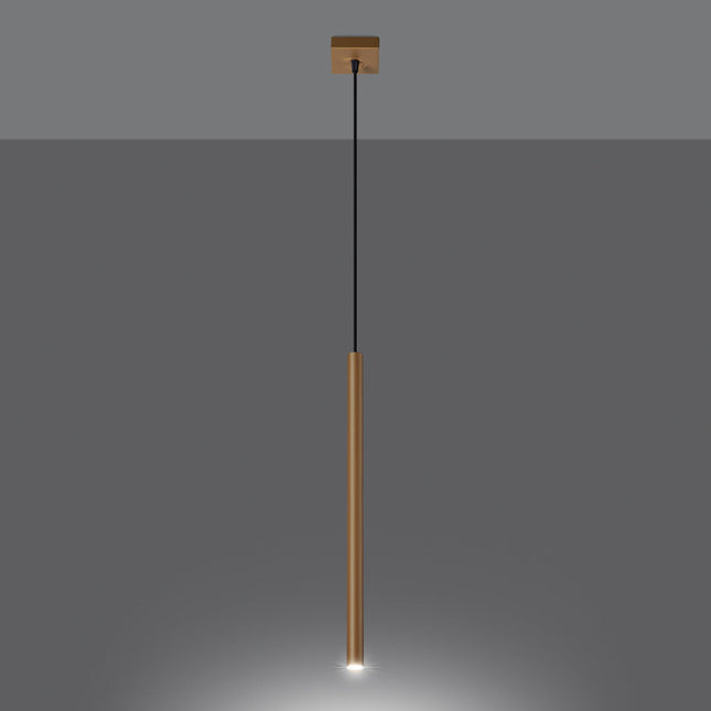 Suspension Halo 1 Tube Or en Acier, gros plan sur la texture métallique, Sovala.