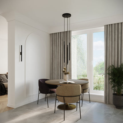Suspension Halo 2 noire, vue d'ensemble avec câbles à longueur ajustable