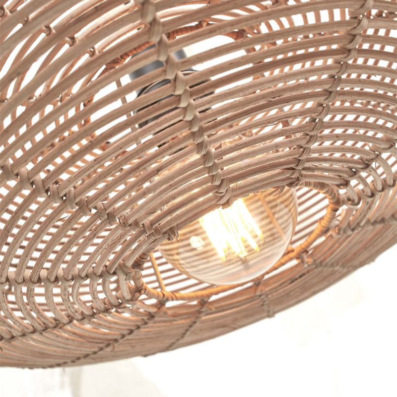 Dimensions Lampadaire Tanami Disque Rotin Tressé et Bambou Naturel 150 cm