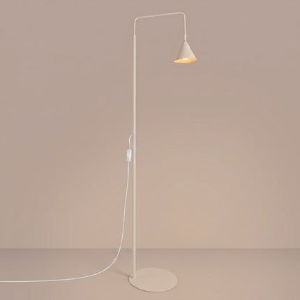 Lampadaire Bergen Cône en Acier Beige, lumière allumée