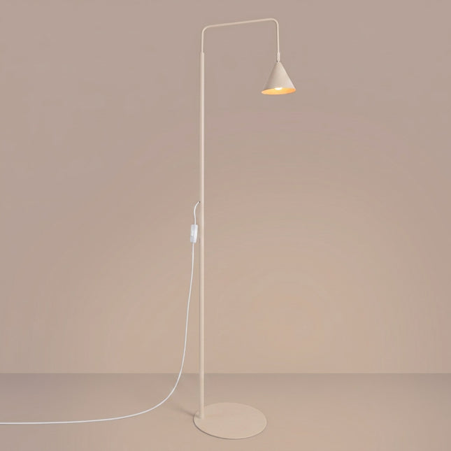 Lampadaire Bergen Cône en Acier Beige, lumière allumée