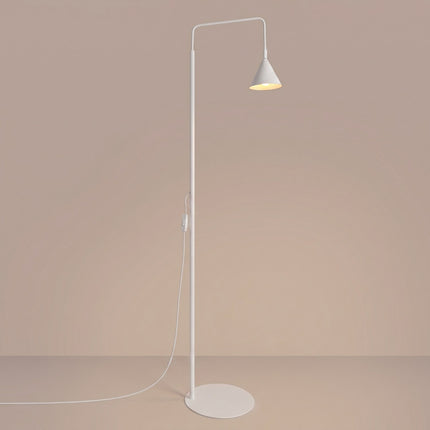 Lampadaire Bergen Cône en Acier Blanche, lumière allumée