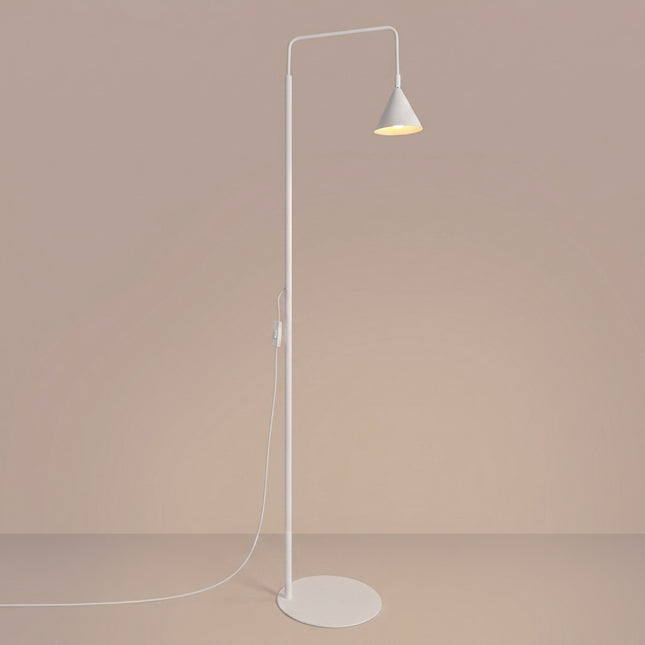 Lampadaire Bergen Cône en Acier Blanche, lumière allumée