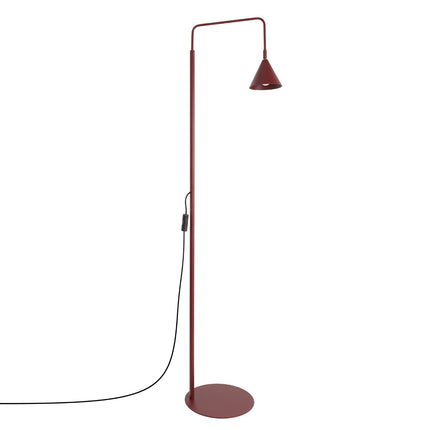 Lampadaire Bergen cône bordeaux, packshot sur fond blanc