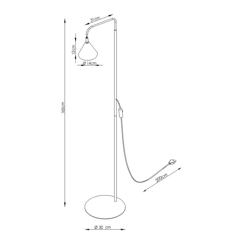 Dimensions Lampadaire Bergen Cône en Acier Rose Poudré