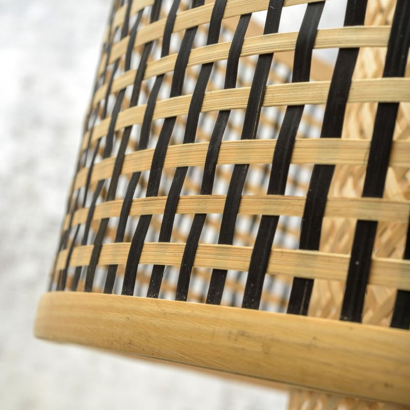 Dimensions Bhutan Woven Black and Natural Bamboo Floor Lamp 176 cm