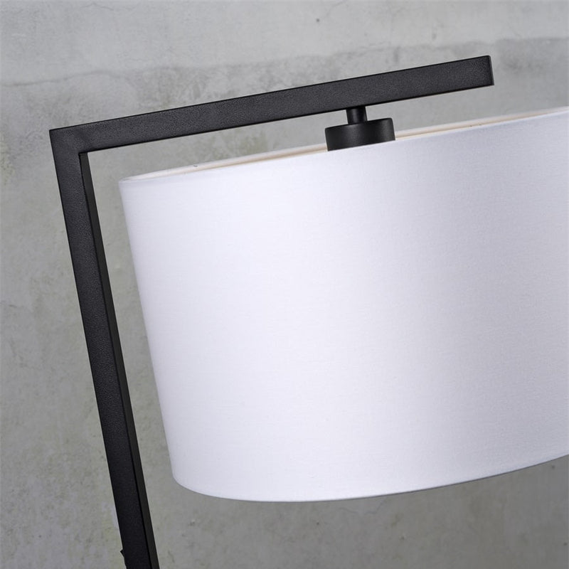 Dimensions Lampadaire Boston Pied Noir Arceau Abat-jour Tambour Noir