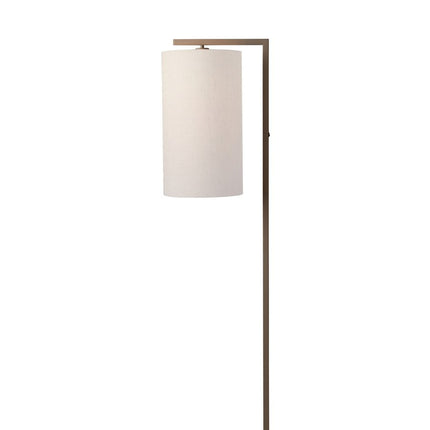 Lampadaire Boston blanc, packshot studio sur fond blanc, structure en fer et abat-jour en coton