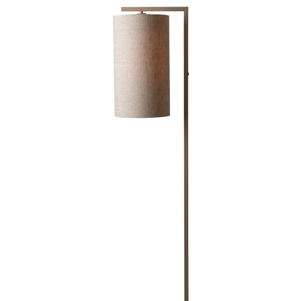 Lampadaire Boston lin clair, packshot studio sur fond blanc, structure en fer et abat-jour en coton