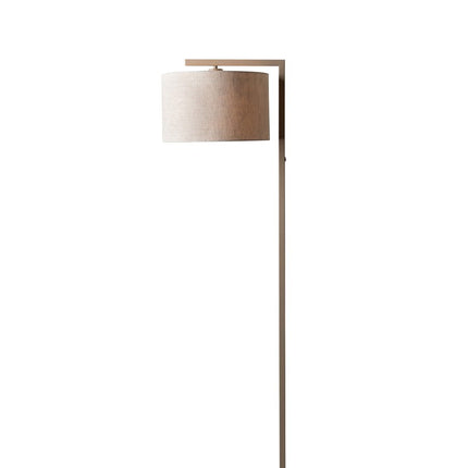 Lampadaire Boston lin clair, packshot studio sur fond blanc, structure en fer et abat-jour en coton