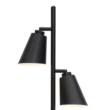 Vue de face du lampadaire Bremen fer noir à double abat-jour