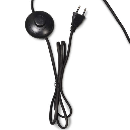 Câble textile noir du lampadaire Cango avec interrupteur au pied et fiche secteur