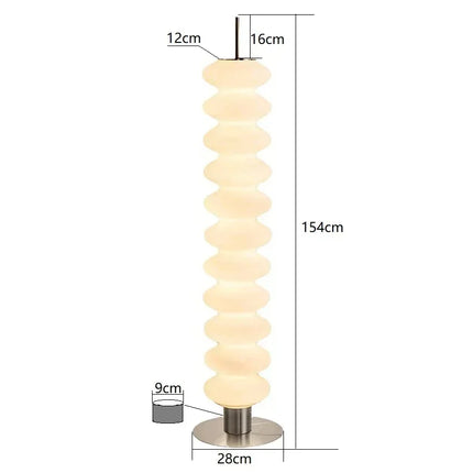 Lampadaire danois empilé blanc sur son socle rond stable