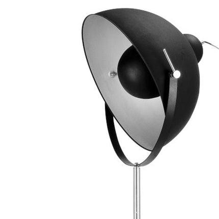 Lampadaire Hollywood noir, tête ronde orientable et pied télescopique en fer, packshot