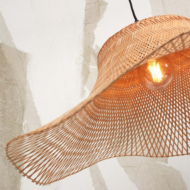 Dimensions Lampadaire Ibiza Bambou Tressé Blanc et Naturel 150 cm