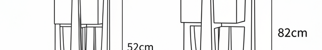 Schéma comparatif des deux tailles du lampadaire japonais, 52 cm et 82 cm, base 23 cm