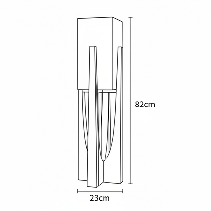 Schéma de cotes du grand modèle, hauteur 82 cm et base de 23 cm de largeur