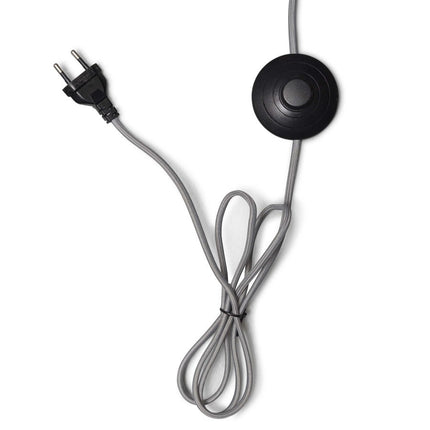 Câble textile gris avec interrupteur à pied du lampadaire Java, fiche secteur incluse