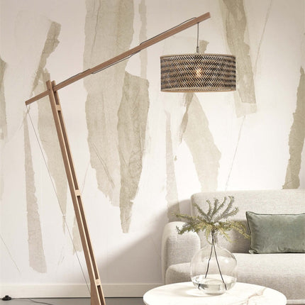 Structure du bras et de la douille du lampadaire Java XL en bambou naturel, sans abat-jour