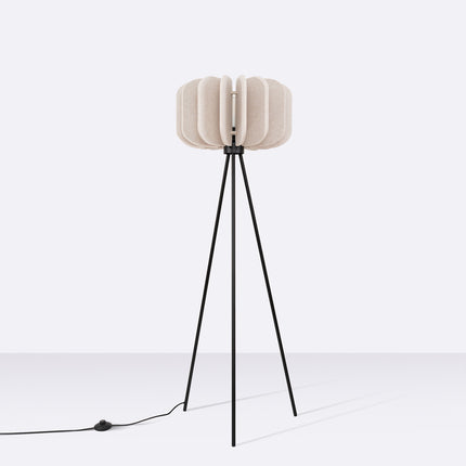lampadaire lamelles de feutre 45 cm beige et noir, vue en situation
