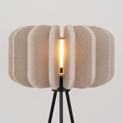 lampadaire lamelles de feutre 45 cm beige et noir, vue de détail