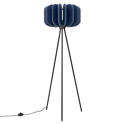 lampadaire lamelles de feutre 45 cm bleu marine et noir, packshot sur fond blanc