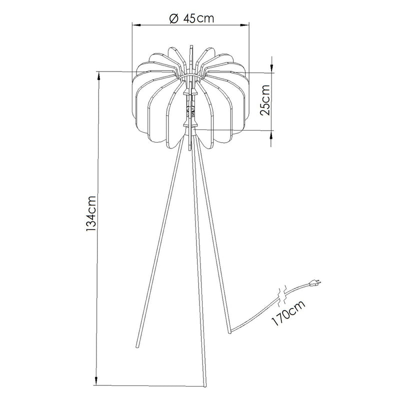 Dimensions Lampadaire Lamelles de Feutre 45 cm Bleu Marine et Noir