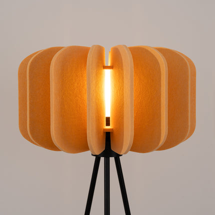 lampadaire lamelles de feutre 45 cm jaune et noir, vue de détail