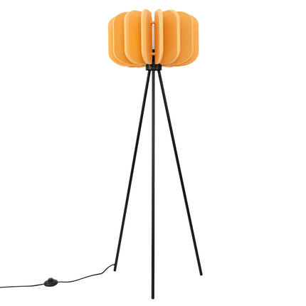 lampadaire lamelles de feutre 45 cm jaune et noir, packshot sur fond blanc