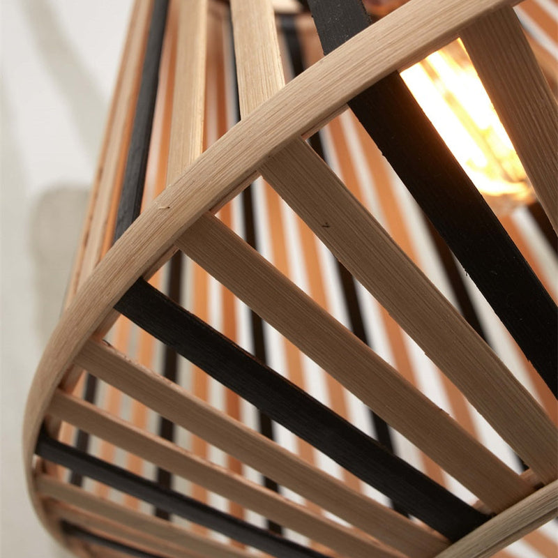 Dimensions Lampadaire Merapi, Bambou Tressé Naturel et Noir, 150 cm