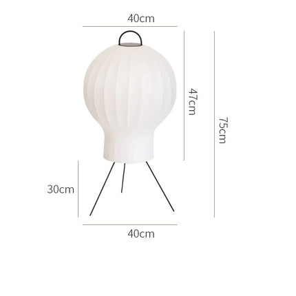 Lampadaire minimaliste soie montgolfière à structure noire