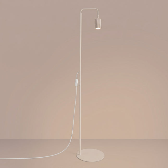 Lampadaire Oslo 1 spot orientable beige, lumière allumée