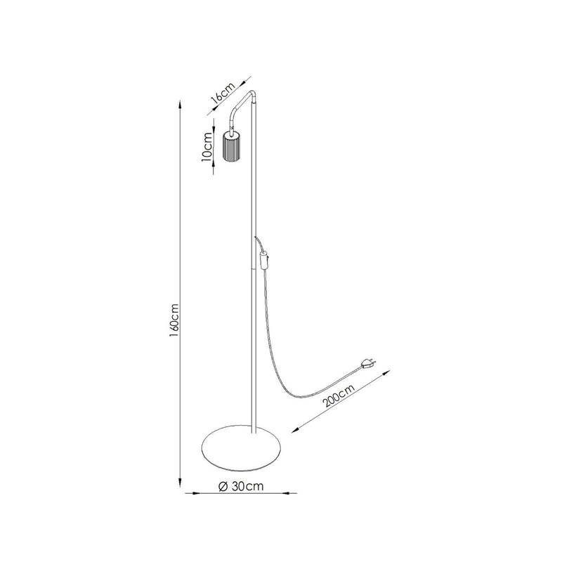 Dimensions Lampadaire Oslo 1 Spot Orientable en Aluminium Cannelé Or