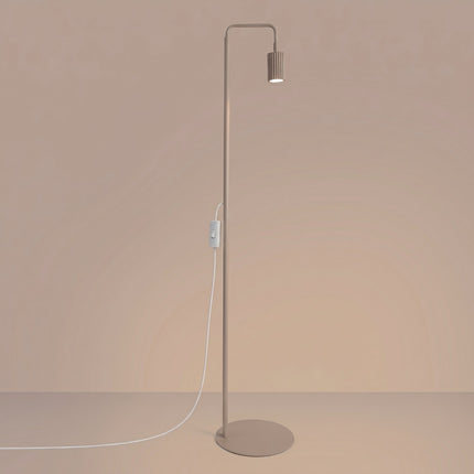Lampadaire Oslo 1 spot orientable taupe, lumière allumée