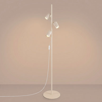 Lampadaire Oslo 3 spots orientables beige, lumière allumée