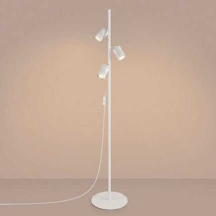 Lampadaire Oslo 3 spots orientables blanc, lumière allumée