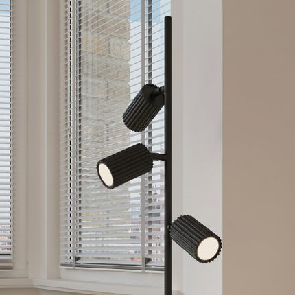 Lampadaire Oslo 3 spots orientables noir, intérieur contemporain