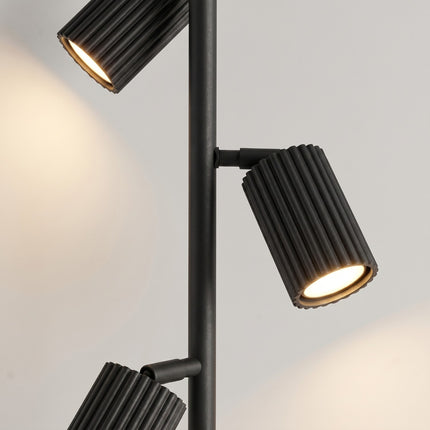 Lampadaire Oslo 3 spots orientables noir, vue de détail