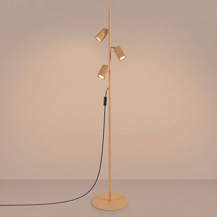 Lampadaire Oslo 3 spots orientables or, lumière allumée