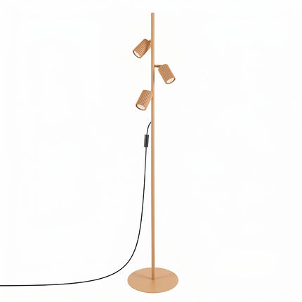 Lampadaire Oslo 3 spots orientables or, packshot sur fond blanc