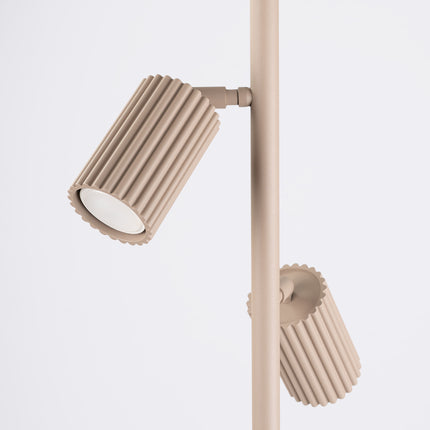 Lampadaire Oslo 3 spots orientables taupe, packshot de trois quarts