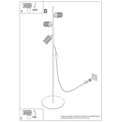 Lampadaire Oslo 3 spots orientables taupe, notice de montage