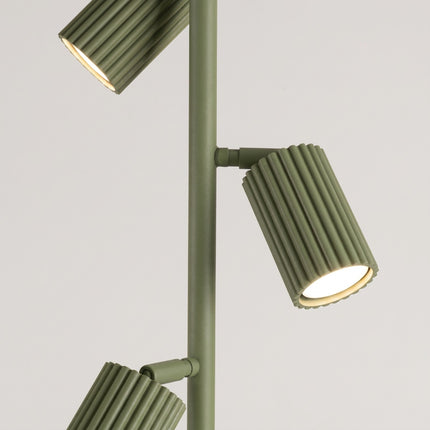 Lampadaire Oslo 3 spots orientables vert olive, vue de détail