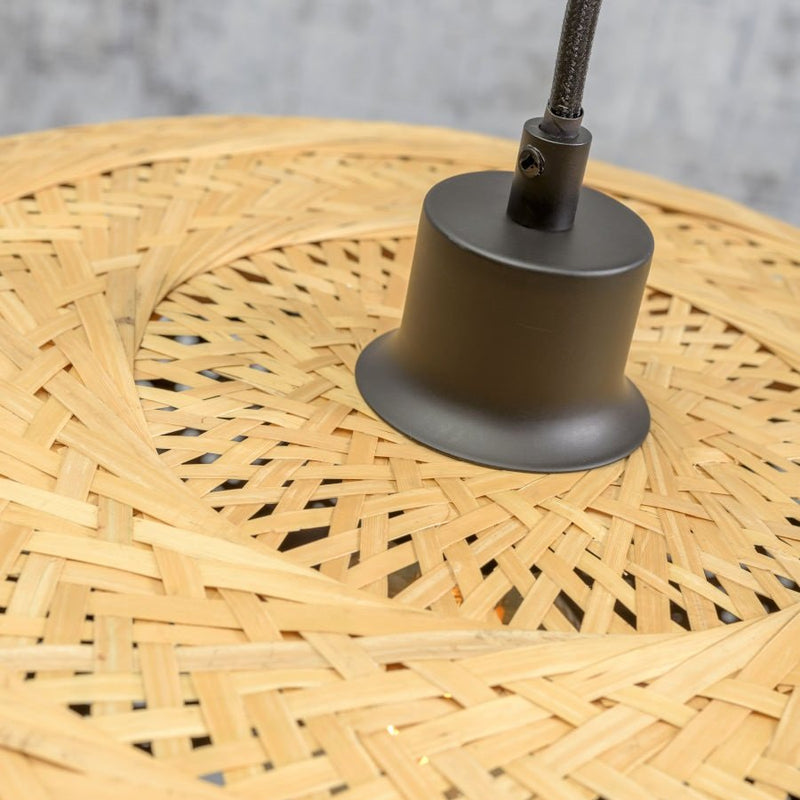 Dimensions Lampadaire Palawan Bambou Tressé Naturel et Métal Noir 176 cm