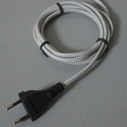Câble textile gris et blanc de 2 mètres du lampadaire Porto moutarde