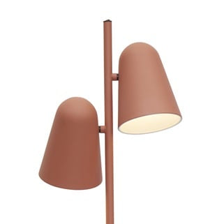Lampadaire Salamanca terracotta, deux têtes coniques orientables en fer, packshot sur fond blanc