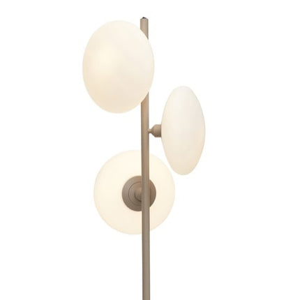 Packshot du lampadaire Sapporo 3 disques blanc et sable, fond blanc