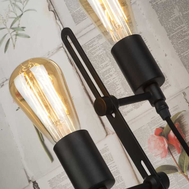 Dimensions Lampadaire Seattle Double Ampoule Fer Noir 152 cm